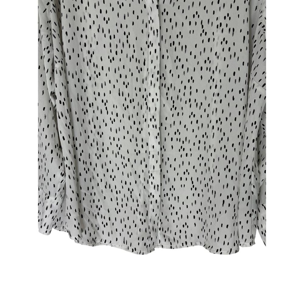 Worthington Woman White & Black Long Sleeve V-neck Collar Blouse Top Size 4X - Picture 3 of 10
